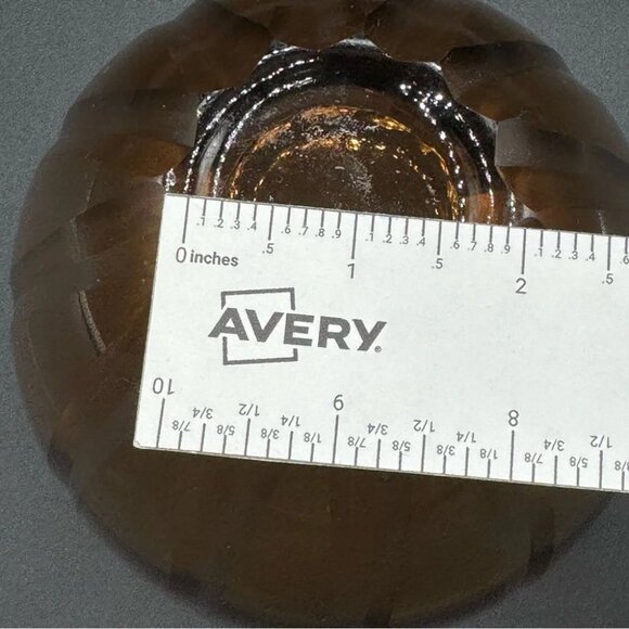 Mid-Century Modern Amber Brown Crystal Etched Glass Display or Fruit Bowl - Picture 10 of 12